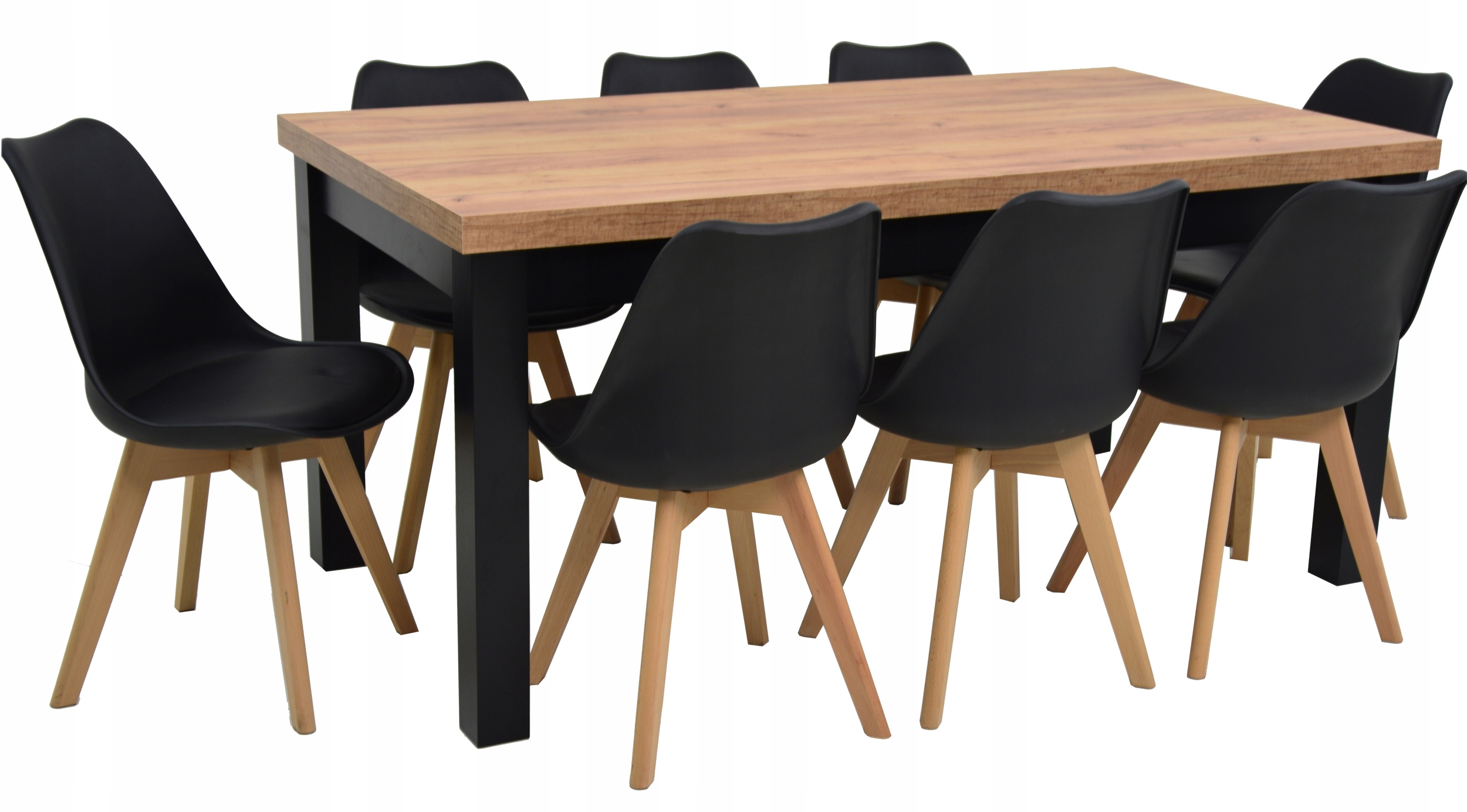 Zestaw 8 krzeseł KUBEŁKOWYCH i ROZKŁADANY stół 3m