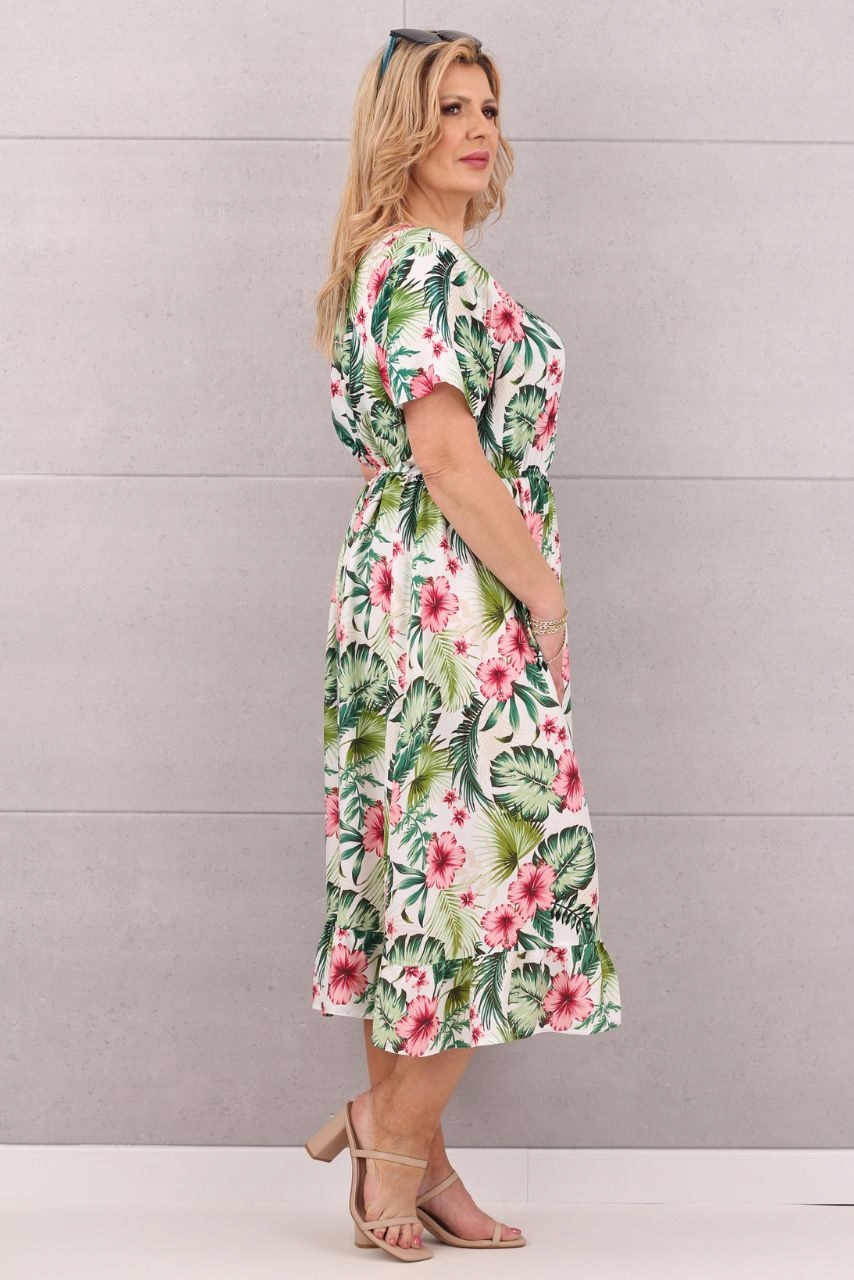 LUŹNA SUKIENKA W KWIATY OVERSIZE ELEGANCKA LETNIA PLAŻOWA MAXI DŁUGA LEKKA Rozmiar 40/42