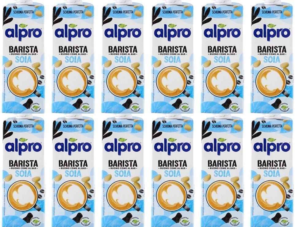 12X Alpro Barista Soja Napój Roślinny Do Kawy 1L Schiuma Perfetta