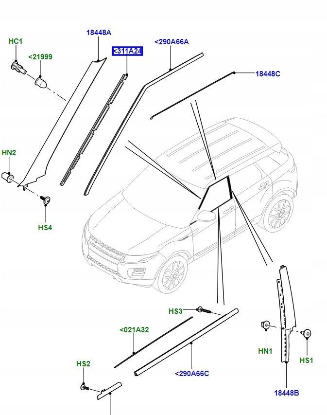 Listwa mocujaca slupka A RANGE EVOQUE 2011 2019 Car type Passenger cars