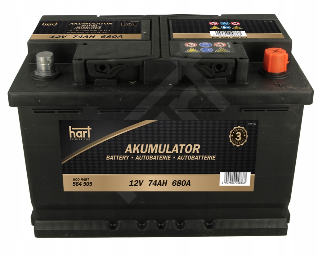 524 430 - Акумулятор HART PREMIUM 74Ah 680a Amper