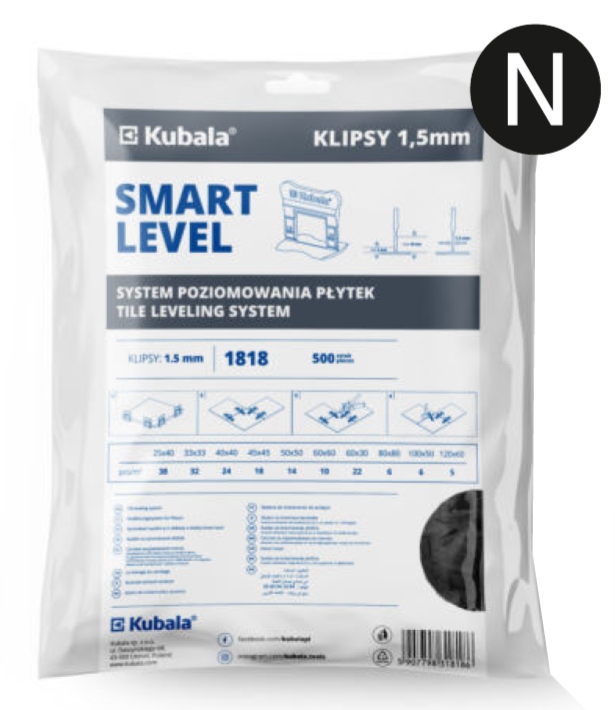Kubala Systém Vyrovnávání Klipsů 1,5 mm 500 Kusů
