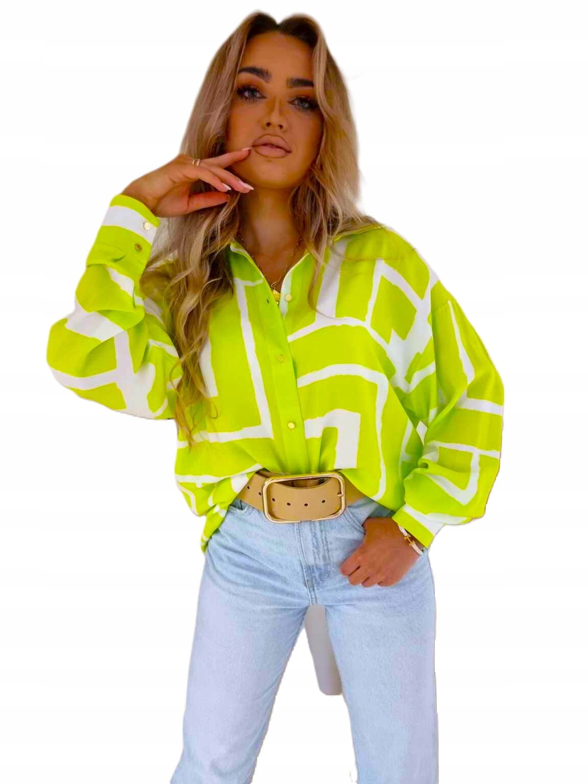 KOSZULA DAMKSKA BY ME OVER SPRING LIMONKA [Kolor: żółty, ROZMIAR: XS/S]