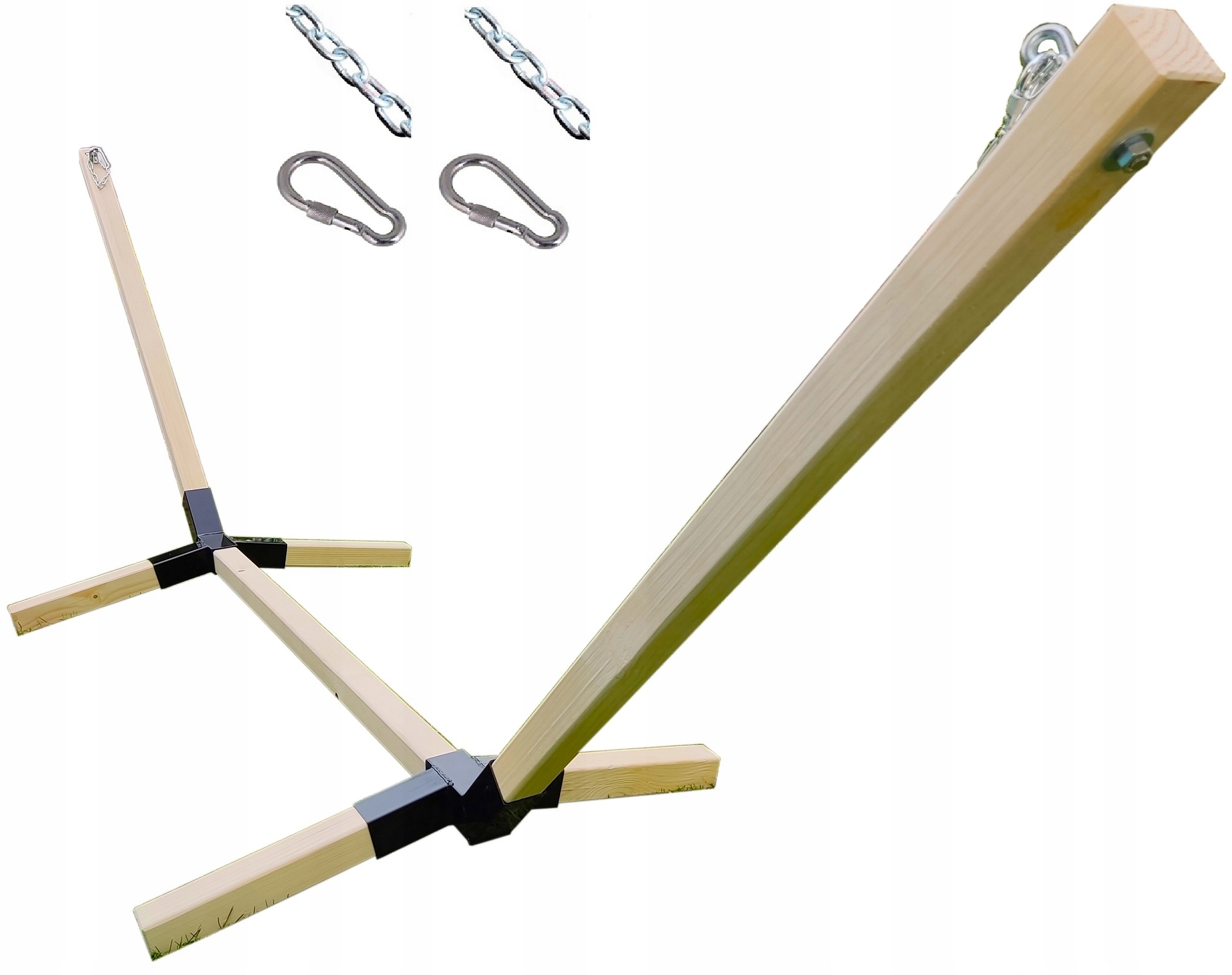 Hamak Stelaż Hamaku Mocny 2OSOBOWY 250KG Premium Do Ogrodu Na Taras Drewno