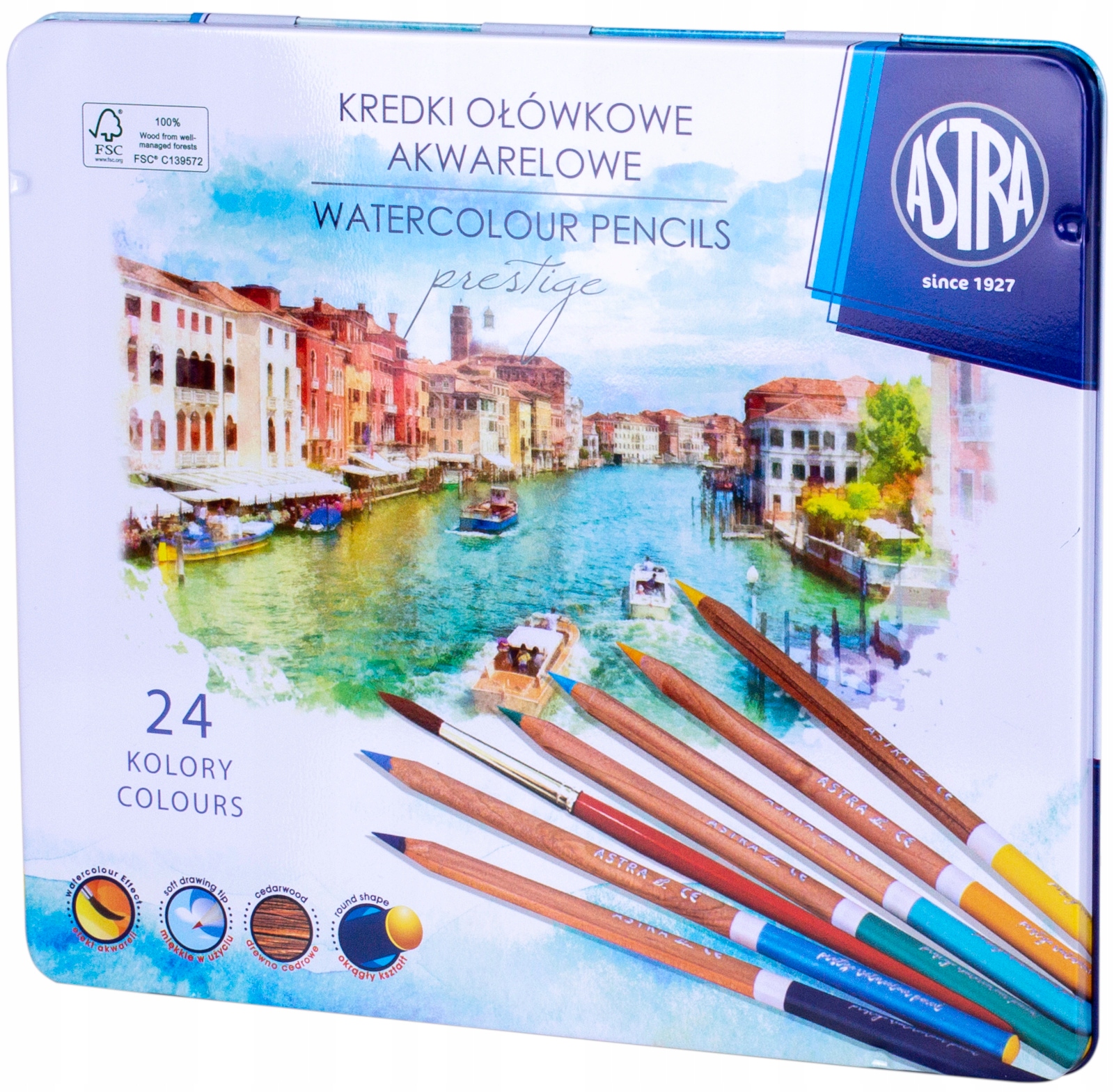 

Astra Kredki Prestige Akwarelowe 24k Metal Pudełko