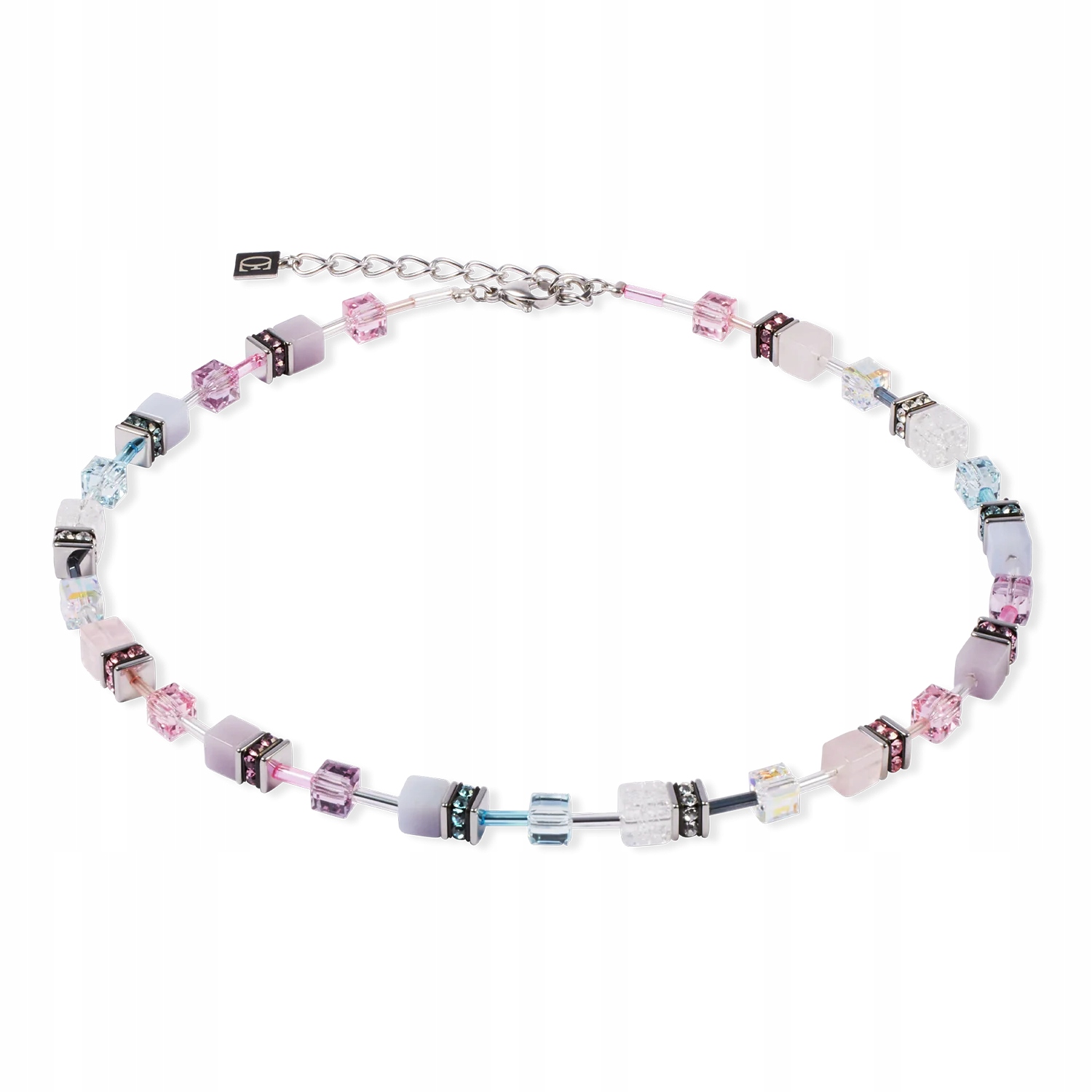 Náhrdelník Coeur de Lion ocel chalcedon křišťál horský a Swarovski křemen