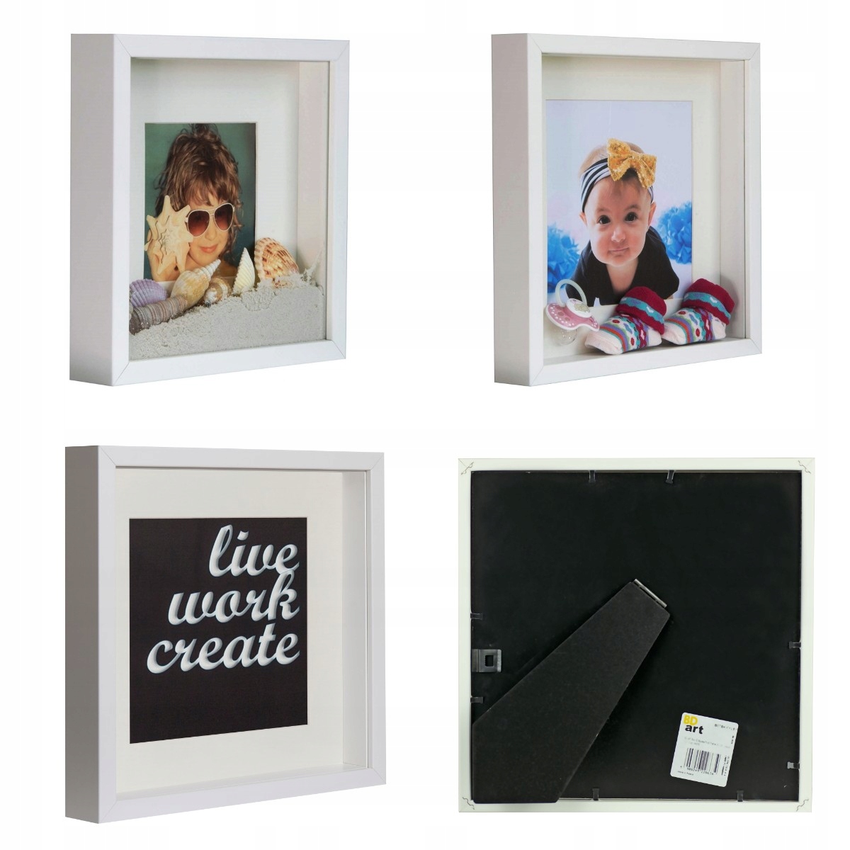 

Zestaw ramek do zdjęć 3D box 23x23 białe głęboka
