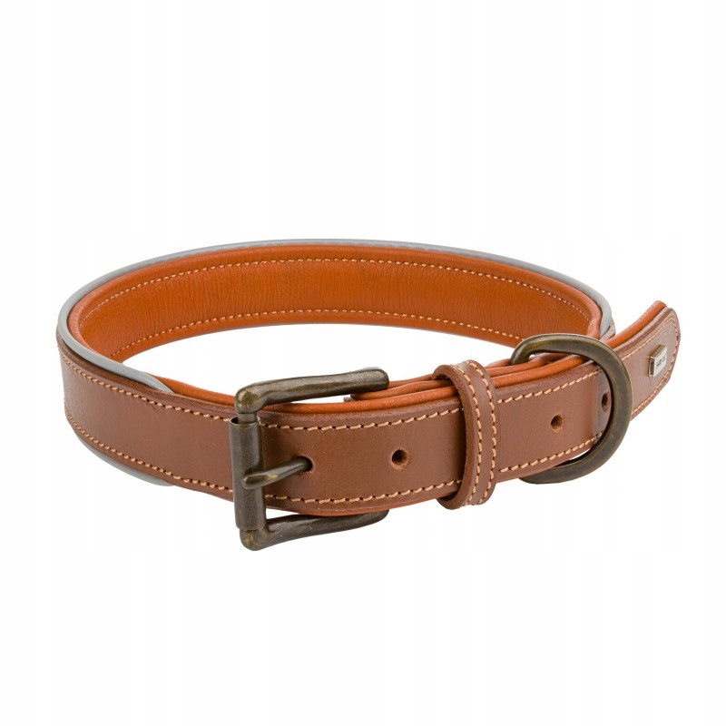 Kožený obojek L 53-63 cm/30 mm hnědý