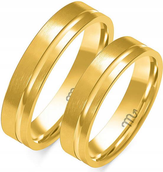 Zlaté snubní prsteny pro pár na svatba 14K 585 vel. 35 36 37, módní svatební kolekce