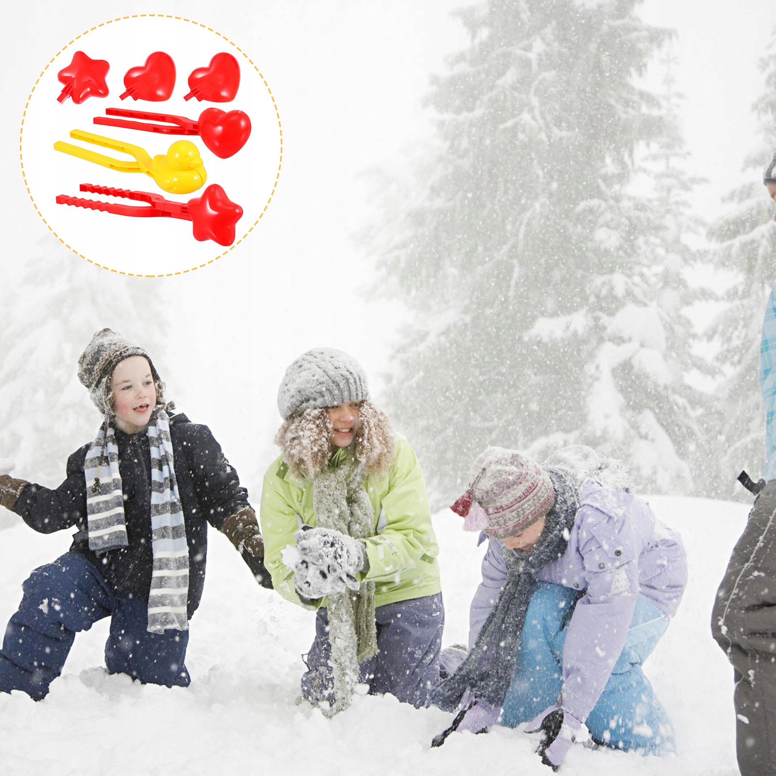 3Pcs Snowball Clips Winter Outdoor Plaything Kolor dominujący pomarańcze i czerwienie