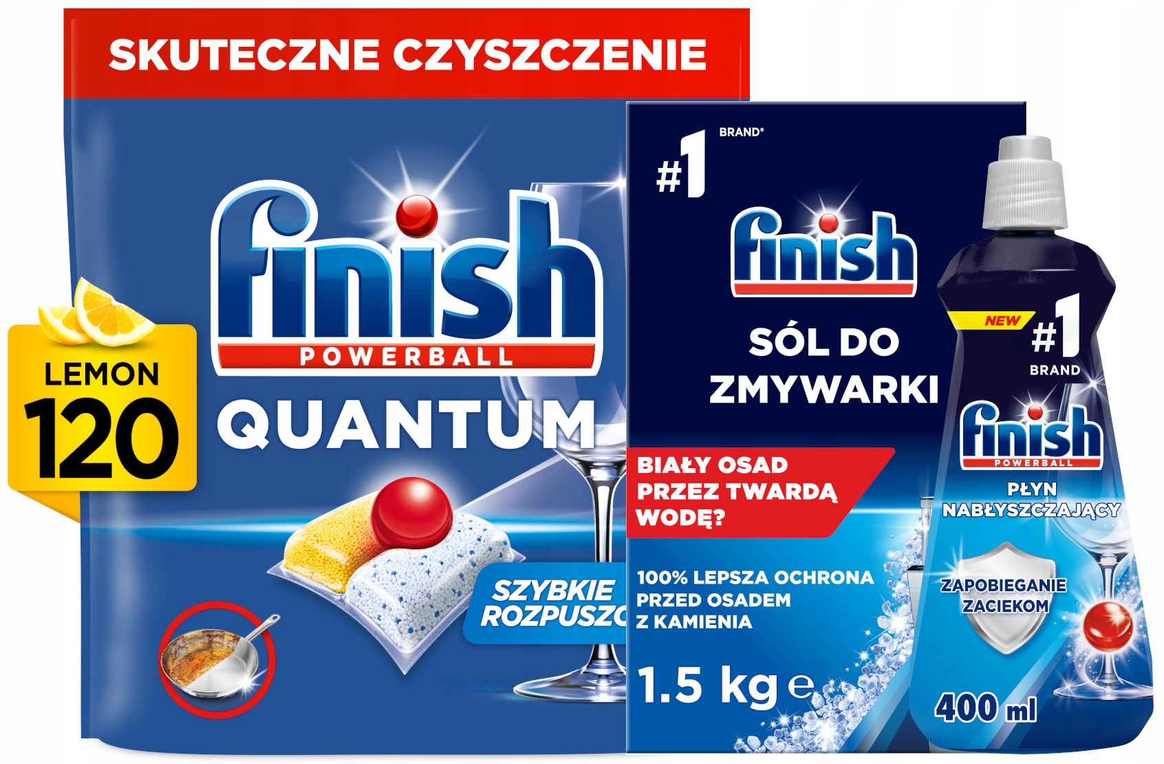Levně Sada kapslí do myčky Finish Quantum 120 kusů sůl leštidlo