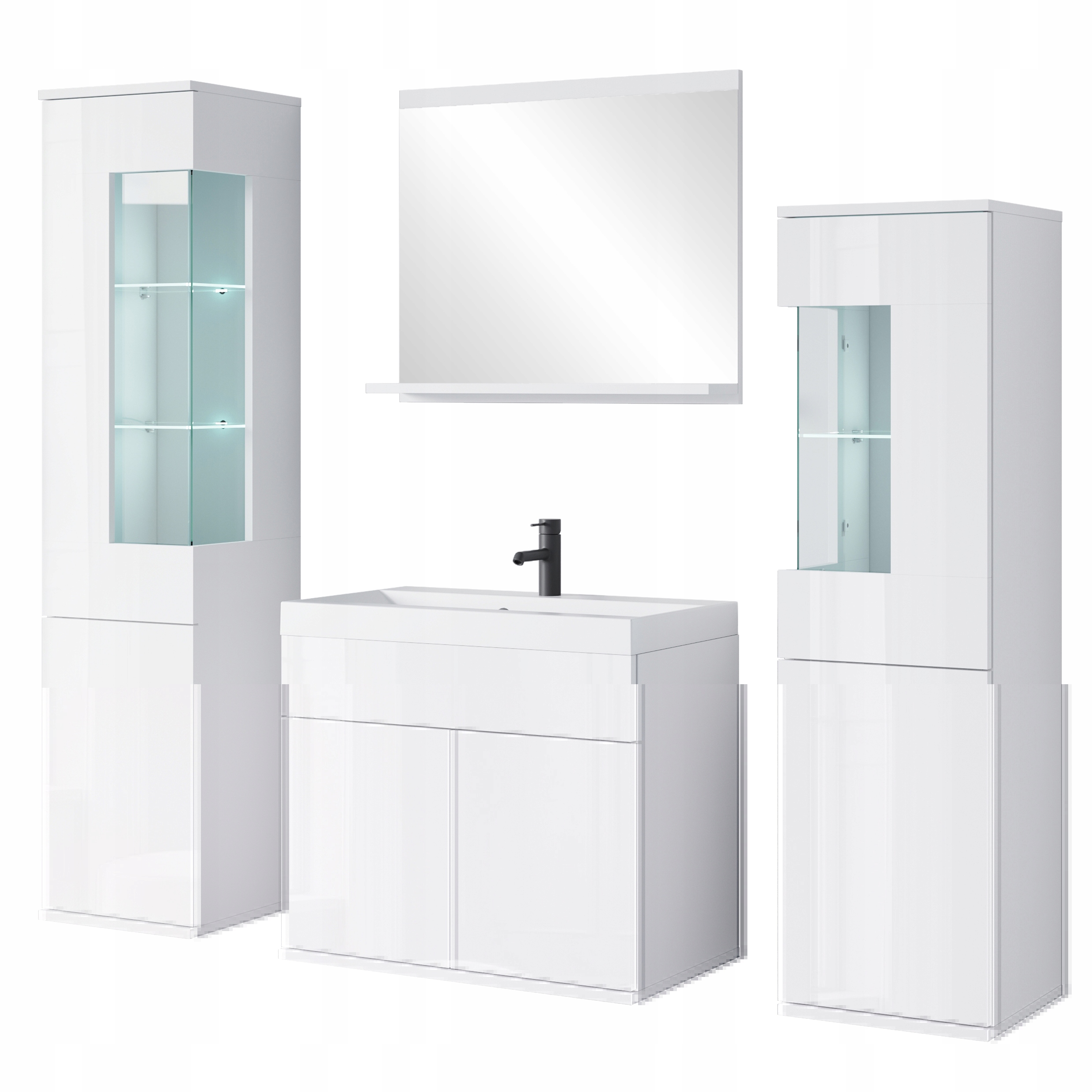 Sada kúpeľňového nábytku Nairobi, vitrína, zrkadlo, umývadlo