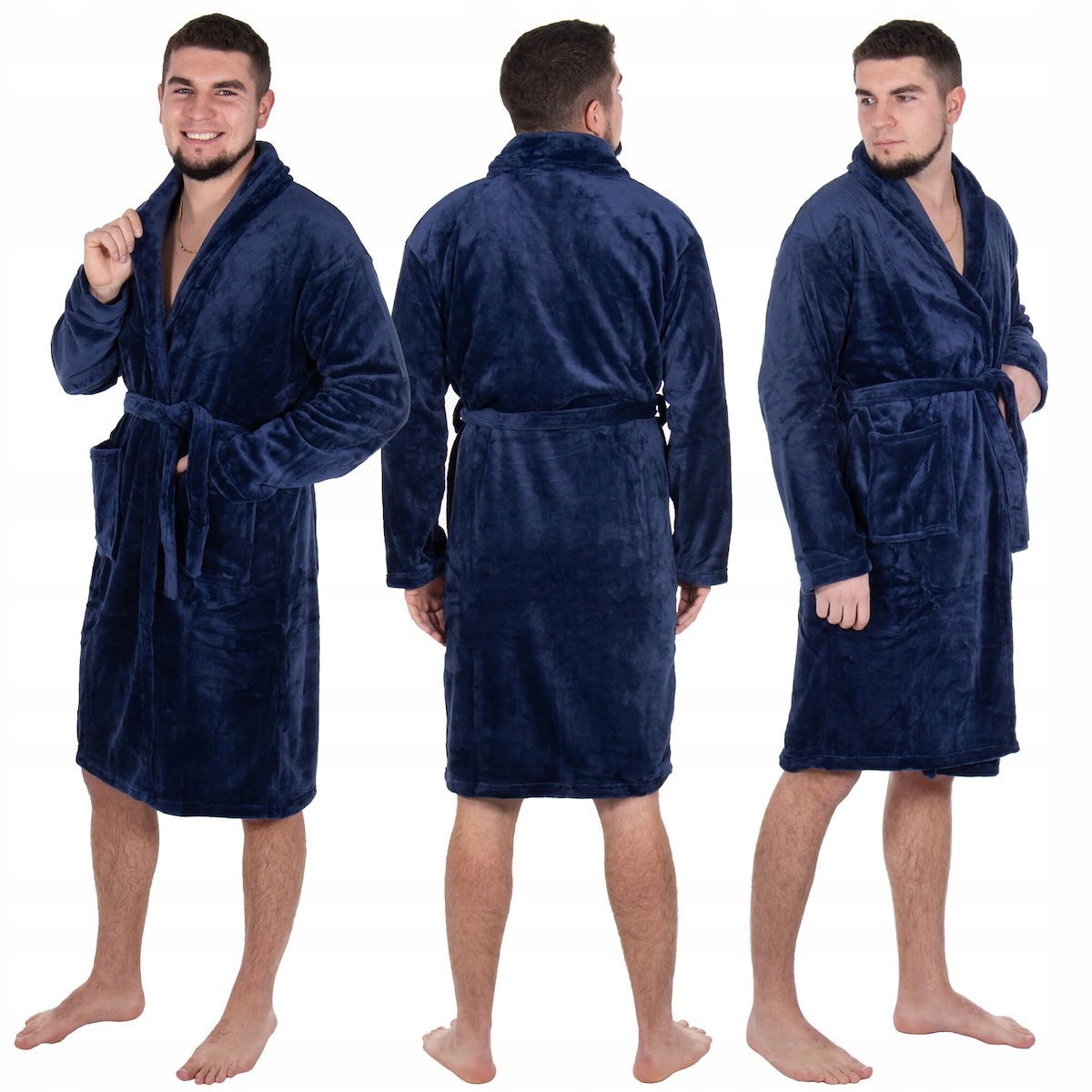 SZLAFROK MĘSKI PREMIUM L/XL PUSZYSTY ELEGANCKI CIEPŁY DŁUGI JAKOŚĆ PREMIUM Model CIEPŁY MIĘKKI WIĄZANY W TALII GRUBY POLAR