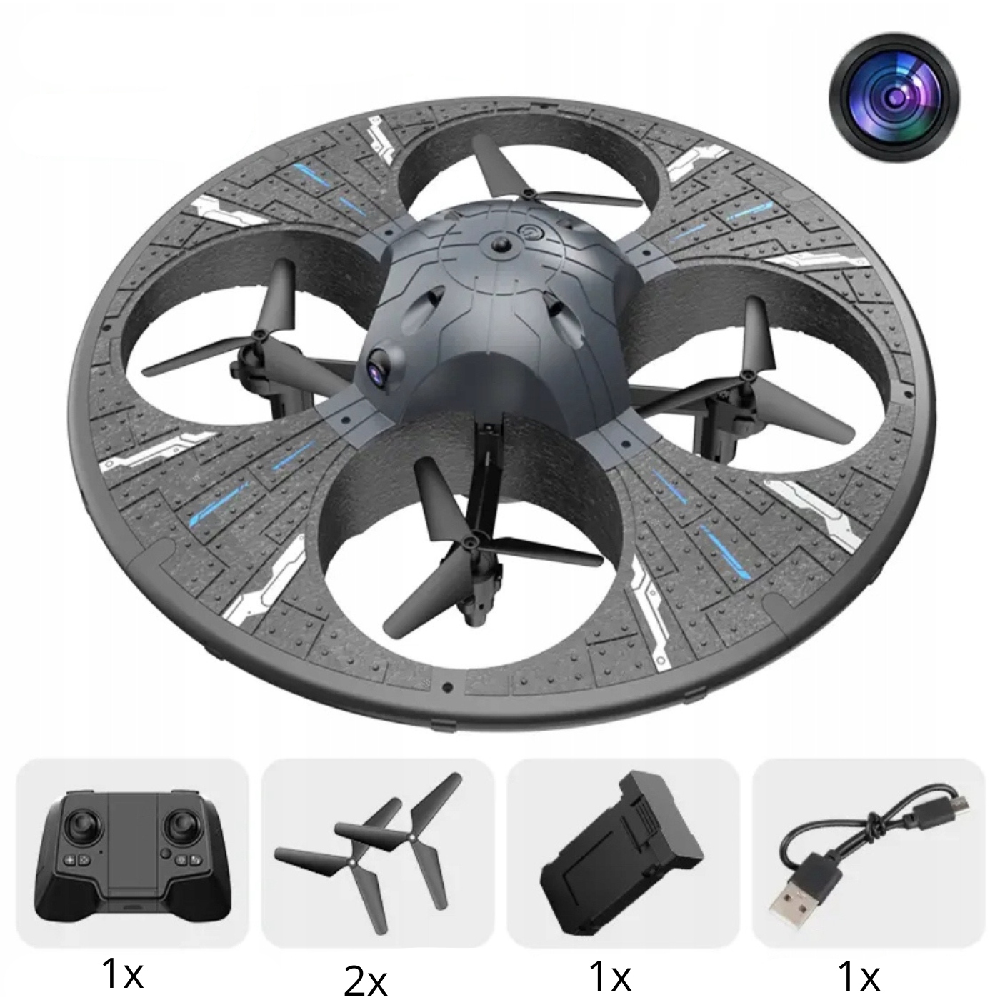 Dron Ufo Z Kamerą Latający Spodek Quadrocopter Zabawka