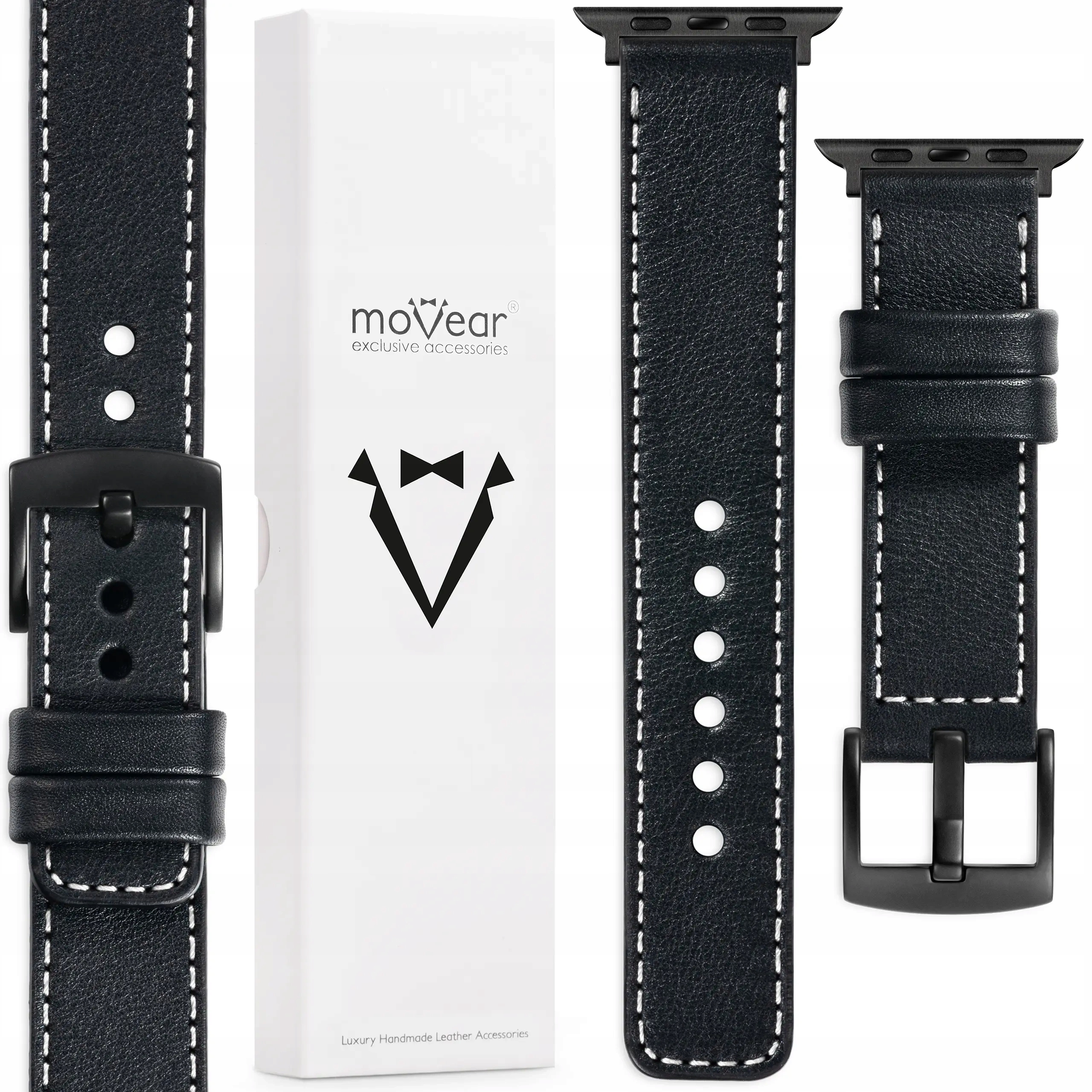 Kožený řemínek pro Apple Watch 10 9 8 7 6 5 Se 46-44 mm Premium Movear