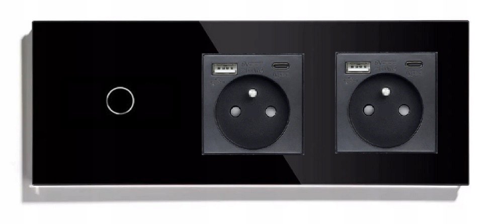 Jednoduchý Dotykový Spínač 2x Usb-c Zásuvka Skleněný Spínač