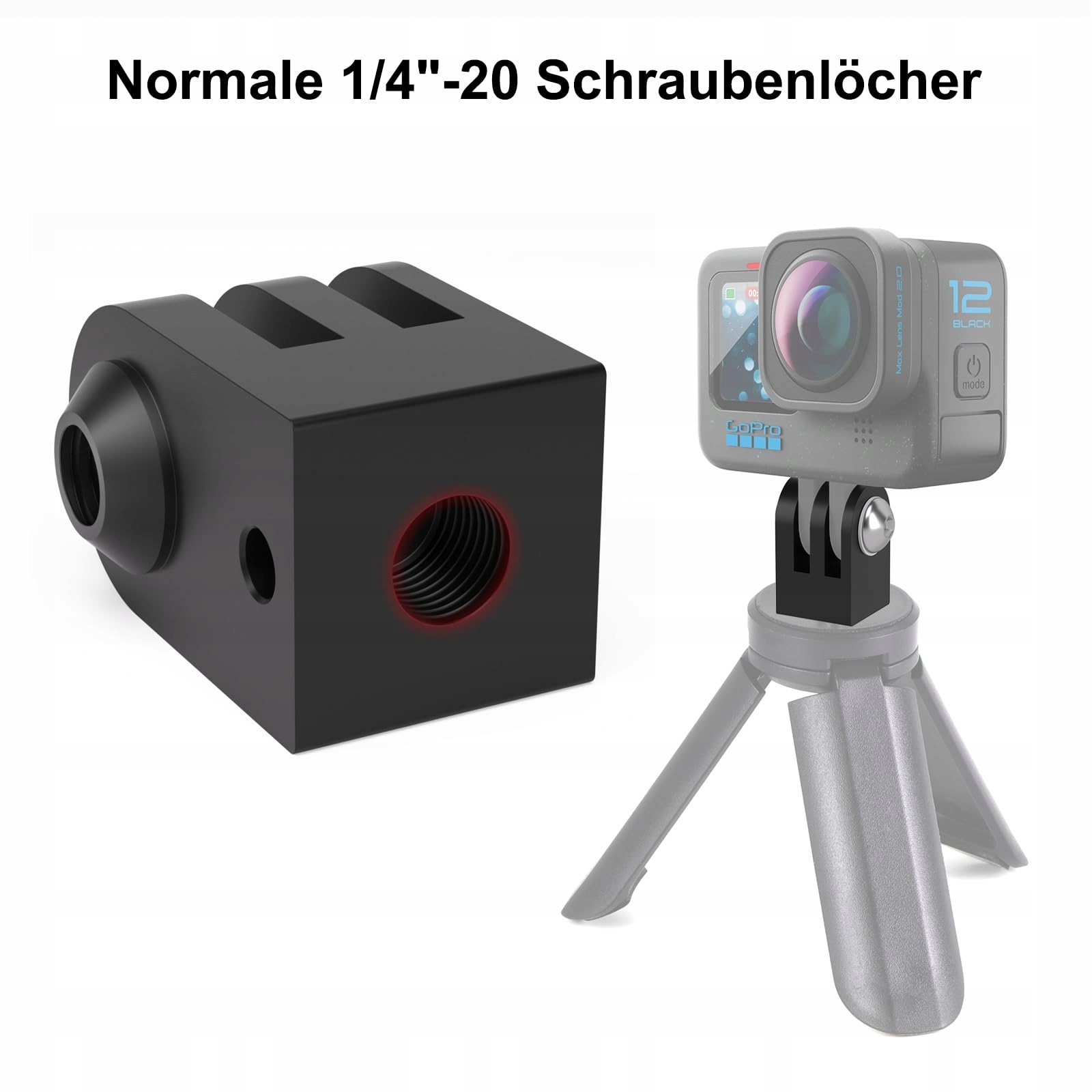 HSU Aluminiowy Uchwyt Stojak GoPro 2szt Adapter Kamera Hero 12-3 Czarny — miniatura 2
