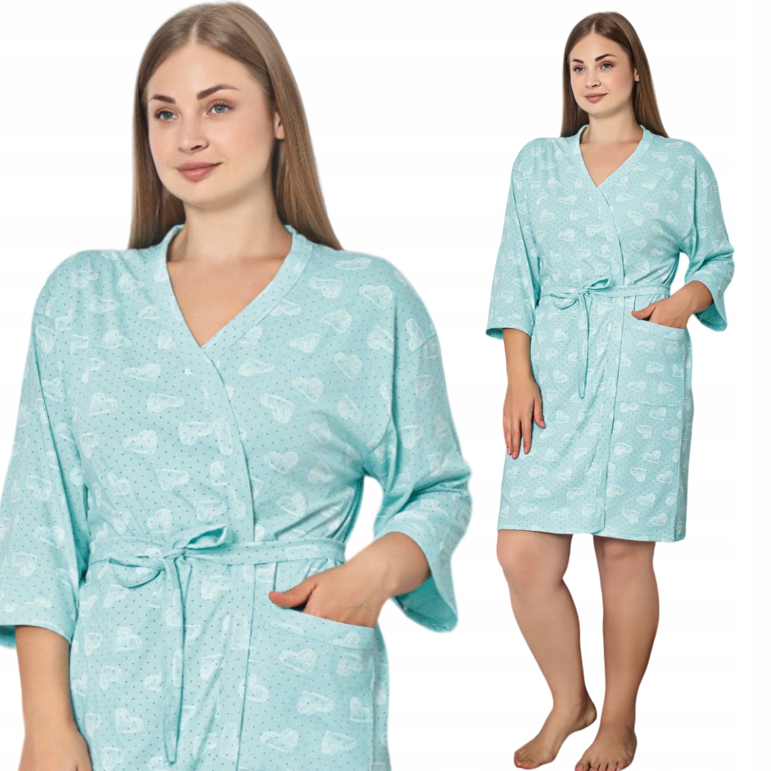 SZLAFROK DAMSKI DUZE ROZMIARY CIENKI BAWEŁNIANY