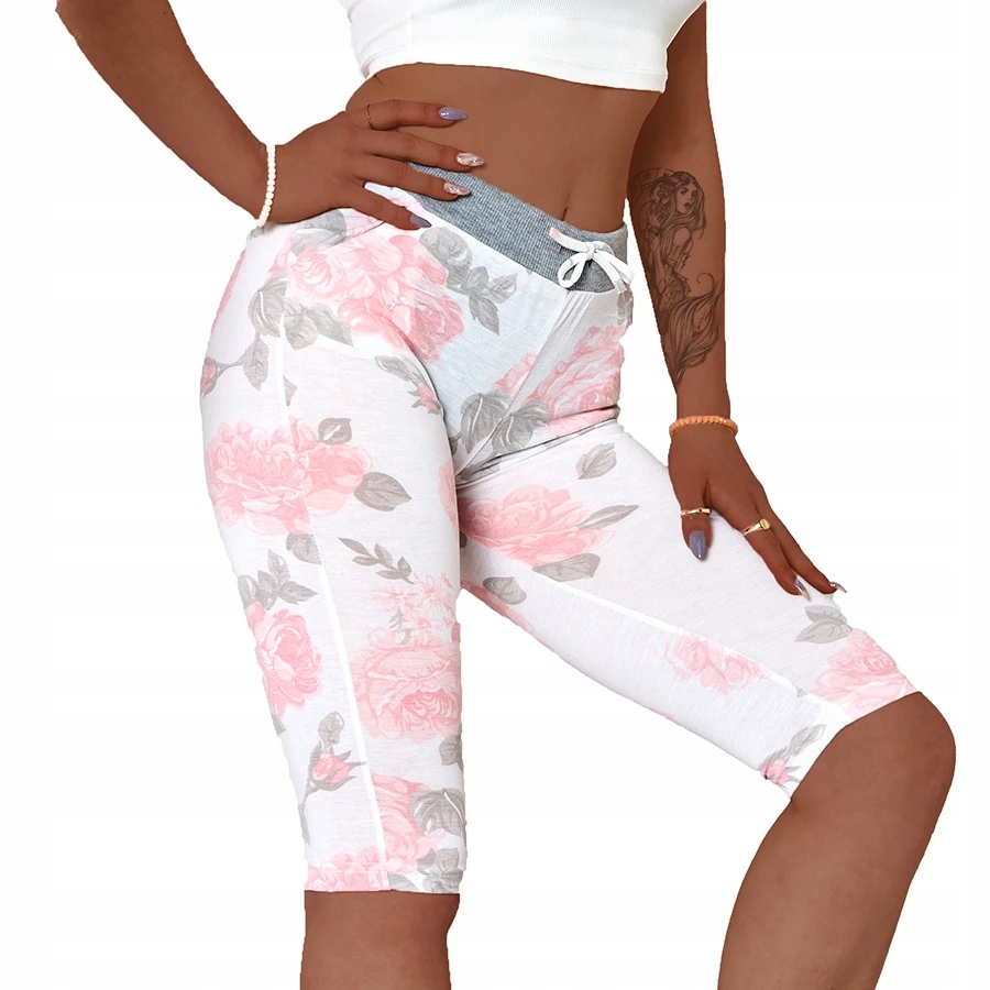 

HK-86006 W/pink Białe Damskie Spodenki 3/4 XL 42