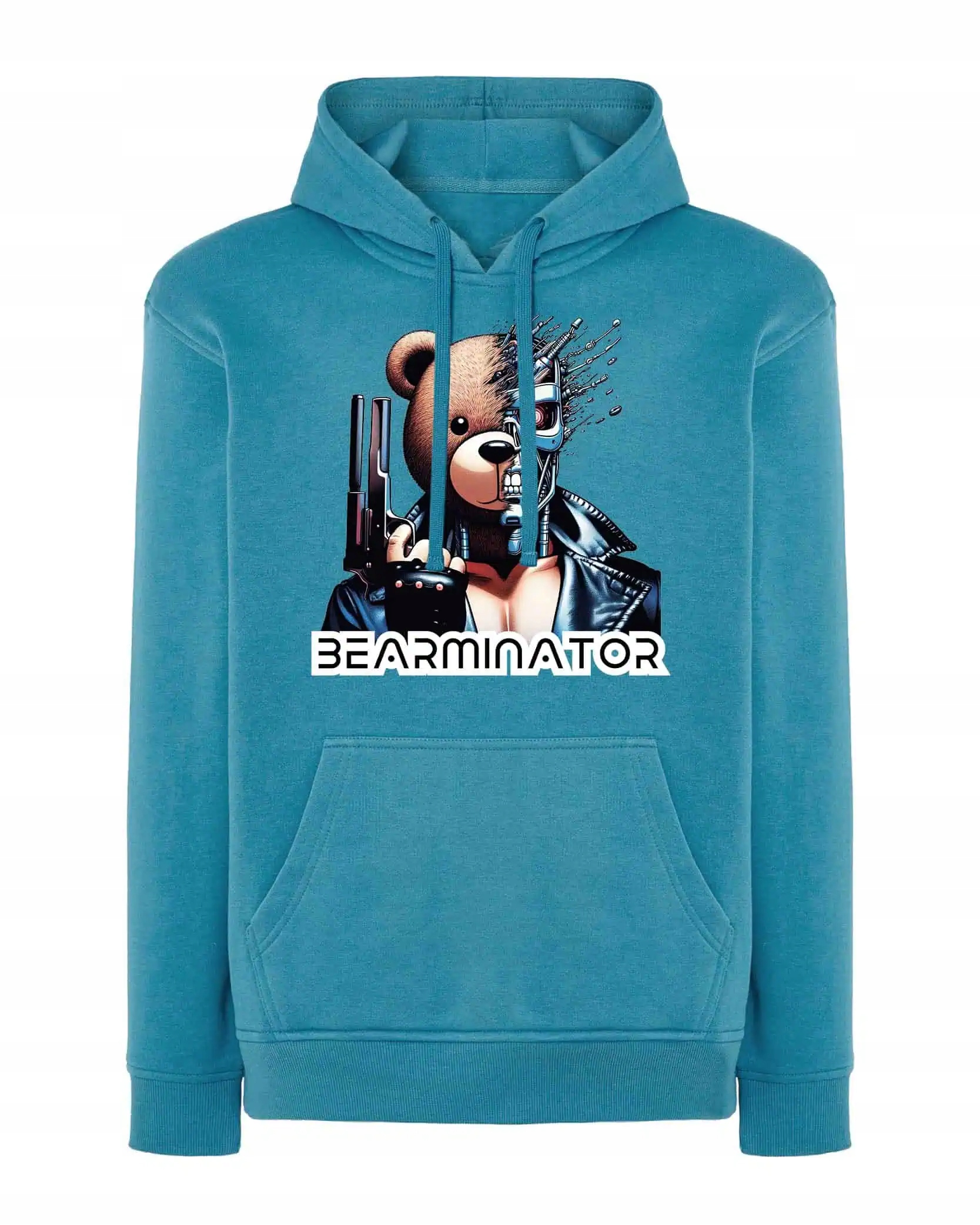 Mikina s kapucí Bearminator Medvídek Terminátor Legrační Modrá L