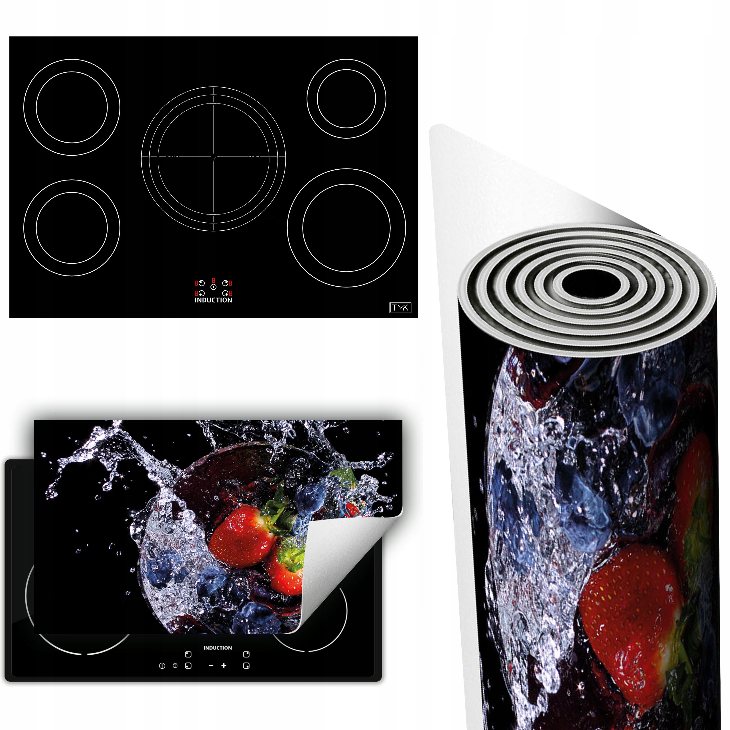 Vinylová Podložka Ochrana Kuchyňské Desky 90x52 černá ovoce ve vodě