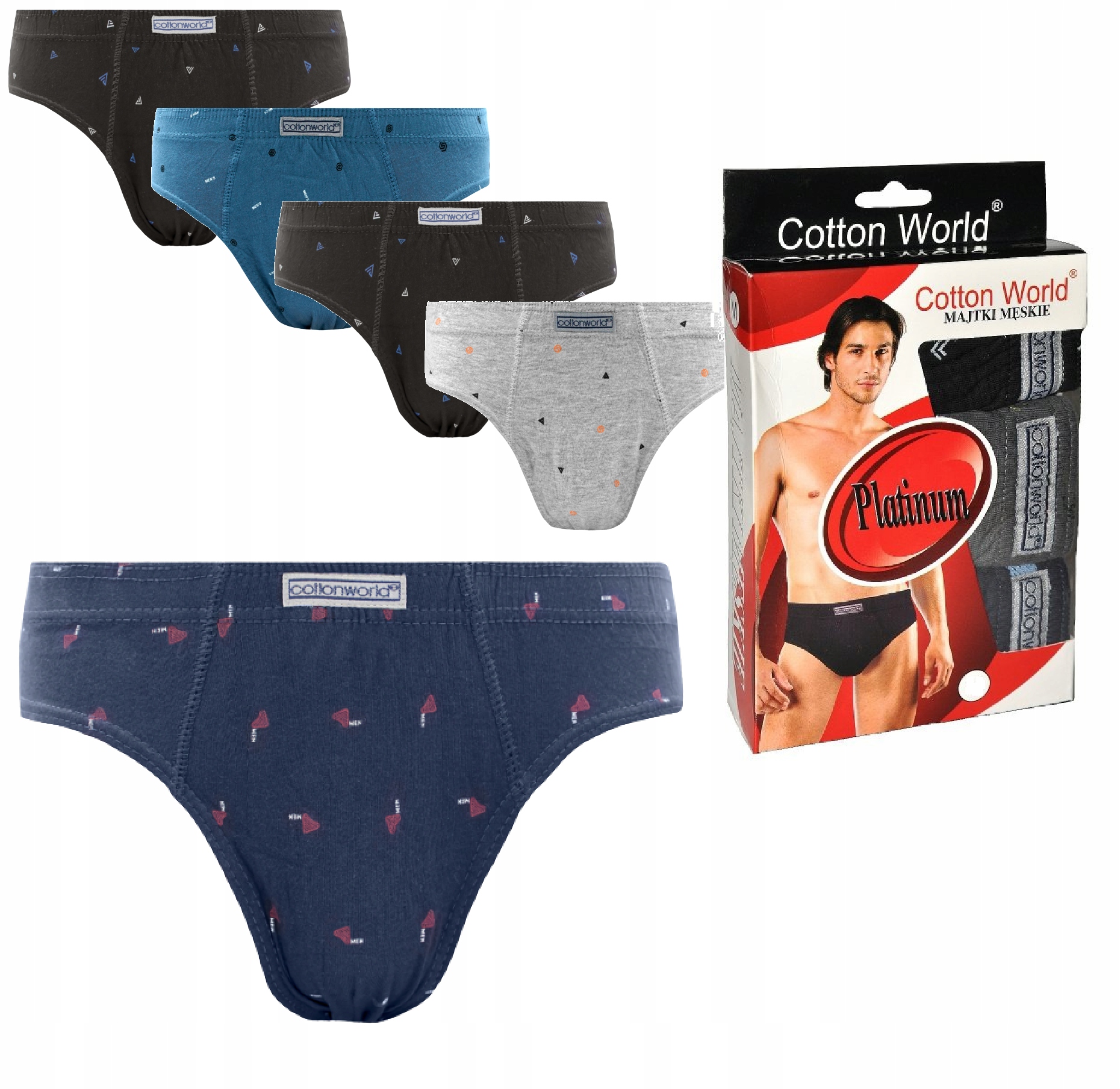 

5x Majtki slipy Męskie 100% Bawełna Bawełniane