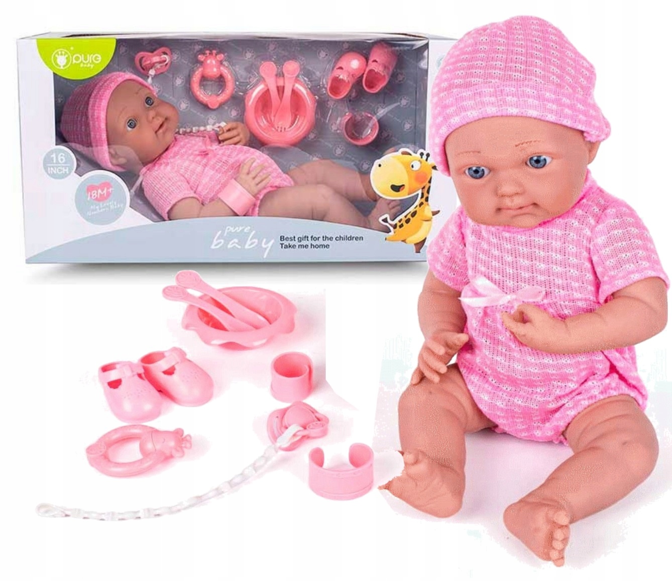 Lalka Bobas Jak Żywa Smoczek Akcesoria Duża lalka 40cm