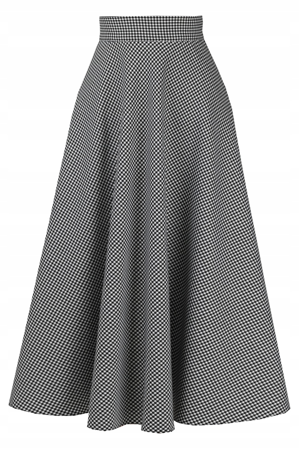 XL 83 cm P1 Pepitka sukně s půlkruhovými kapsami, bílá, černá, dlouhý podzim