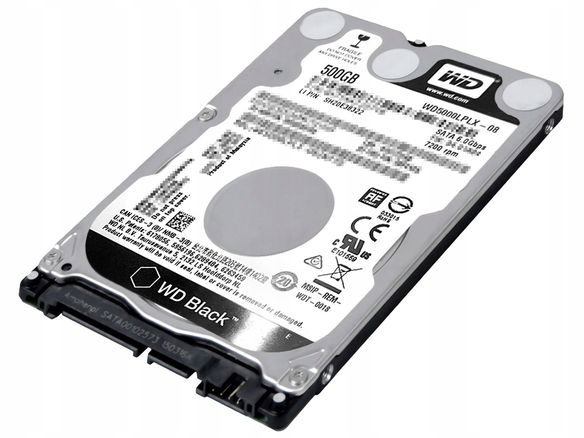 

Dysk twardy Hdd Wd Black 500GB 2,5 SATA3 Slim 7mm