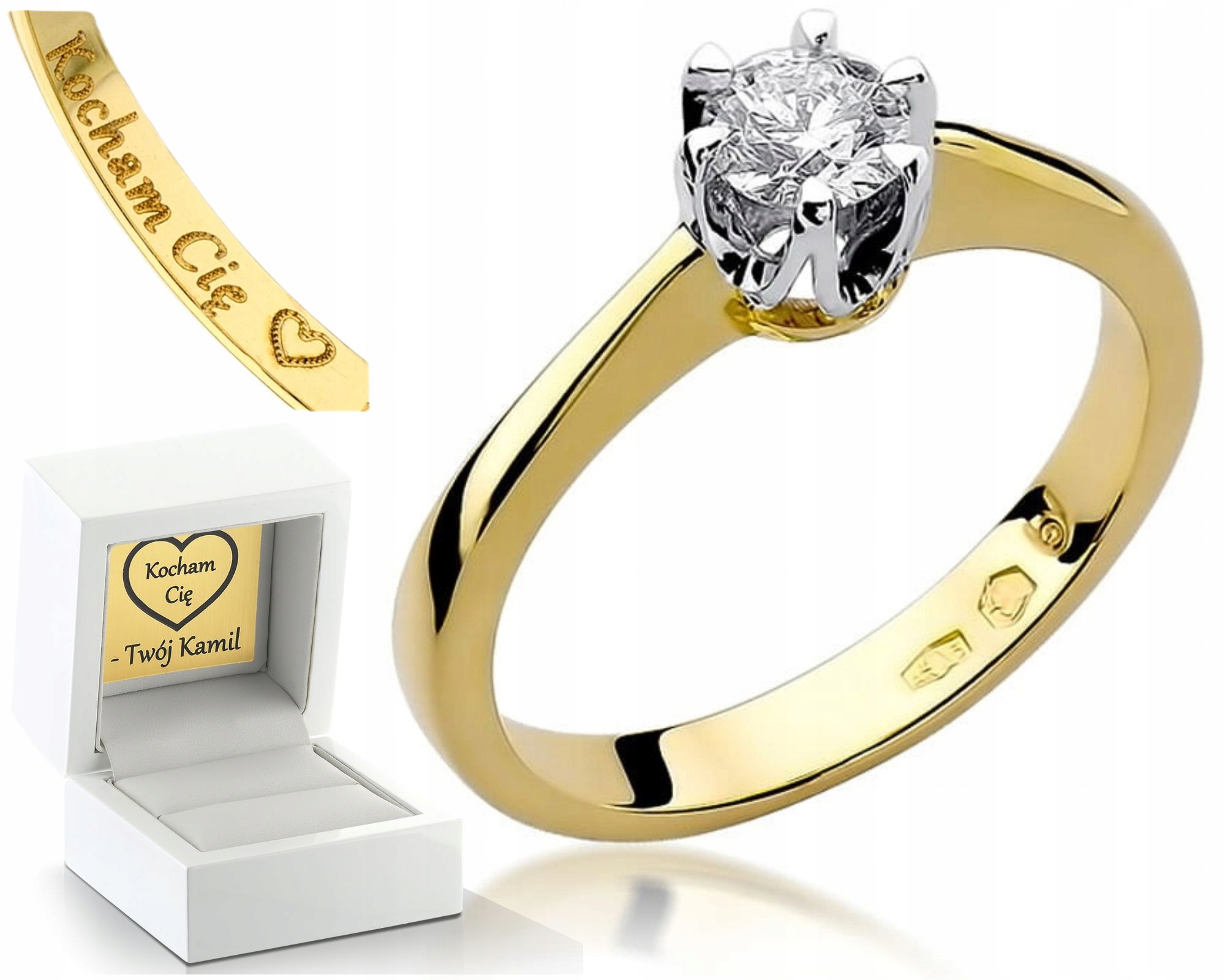 Prstýnek Briliant Žluté Zlato Gravírování 585 Dárek