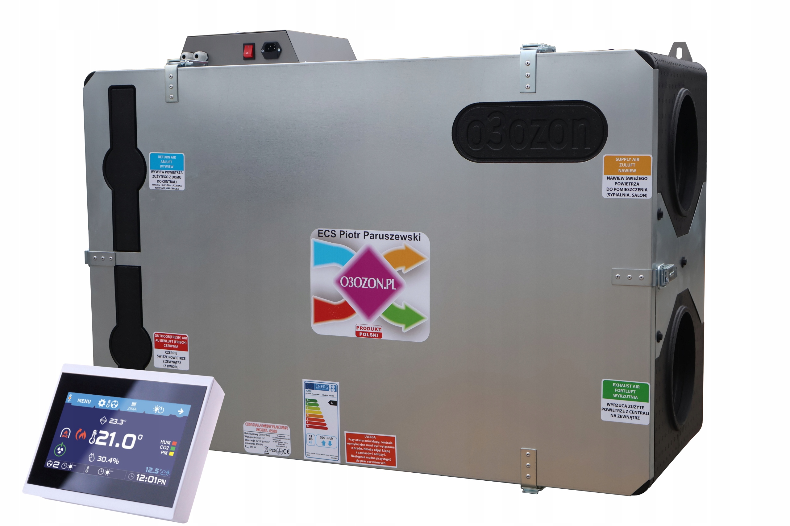 Centrala wentylacyjna A-300 KOLOR, BYPASS wersja z tworzywa EPP