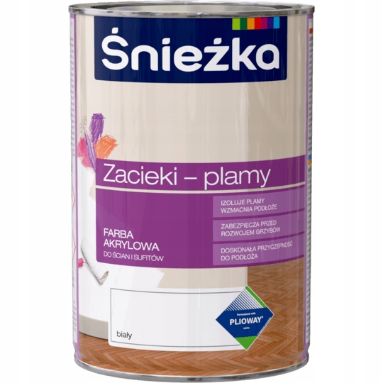 Śnieżka Farba Na Zacieki i Plamy 10L zacieków wodnych sadzy nikotynie plam