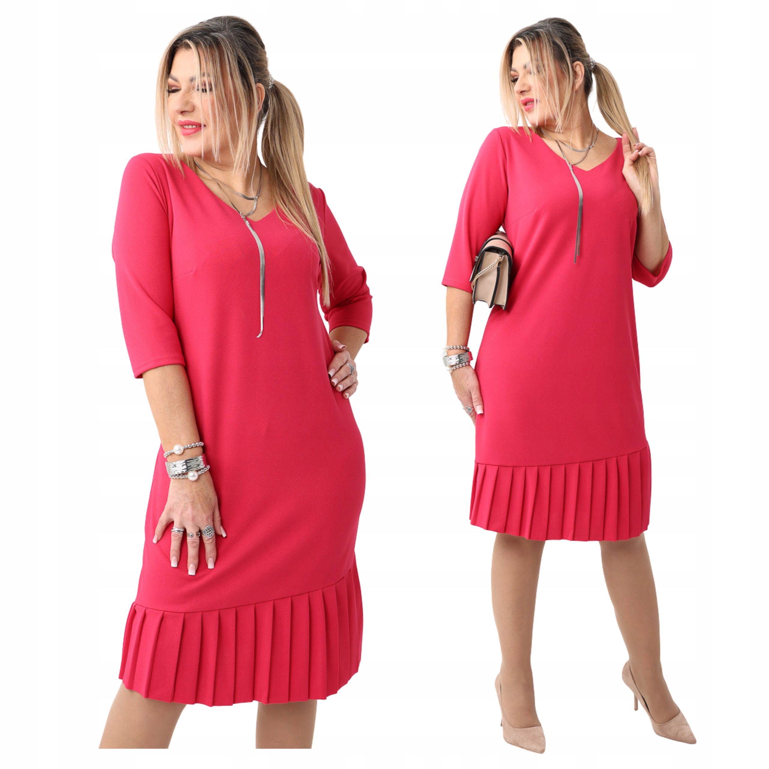 Sukienka plisowana wizytowa gładka Polski Producent duże rozmiary