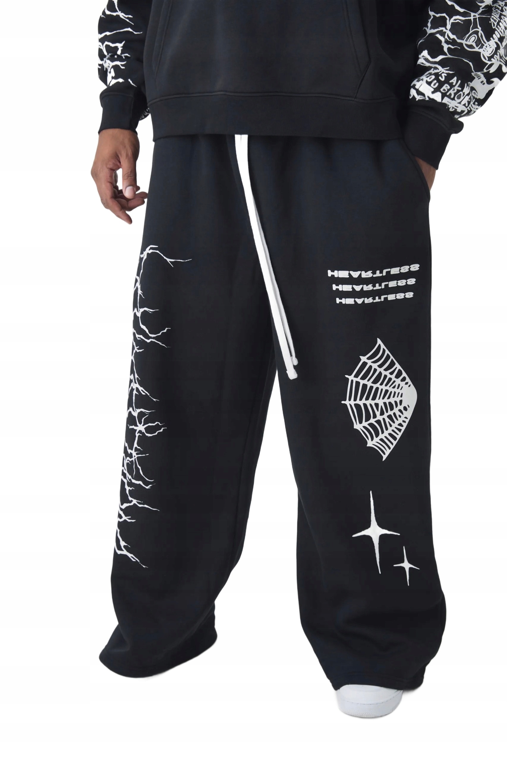 Boohooman Pánské Tepláky Černé S Potiskem Plus Size 5XL Z3A