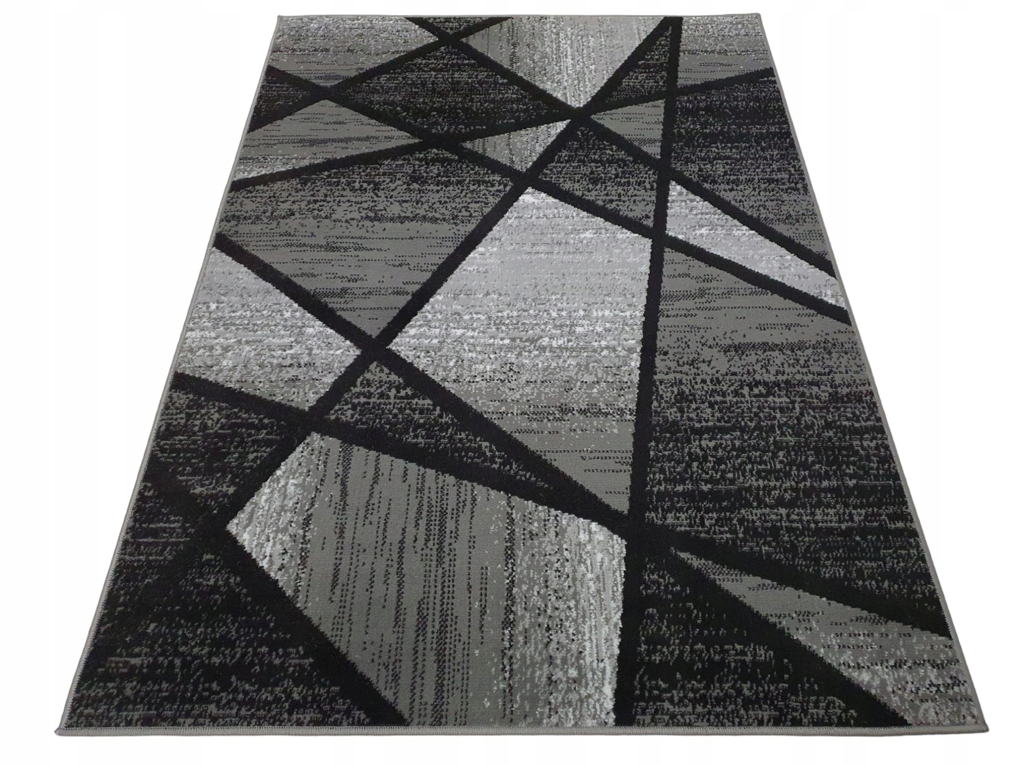 

Dywan Geometryczny 160x220 bcf tani szary czarny