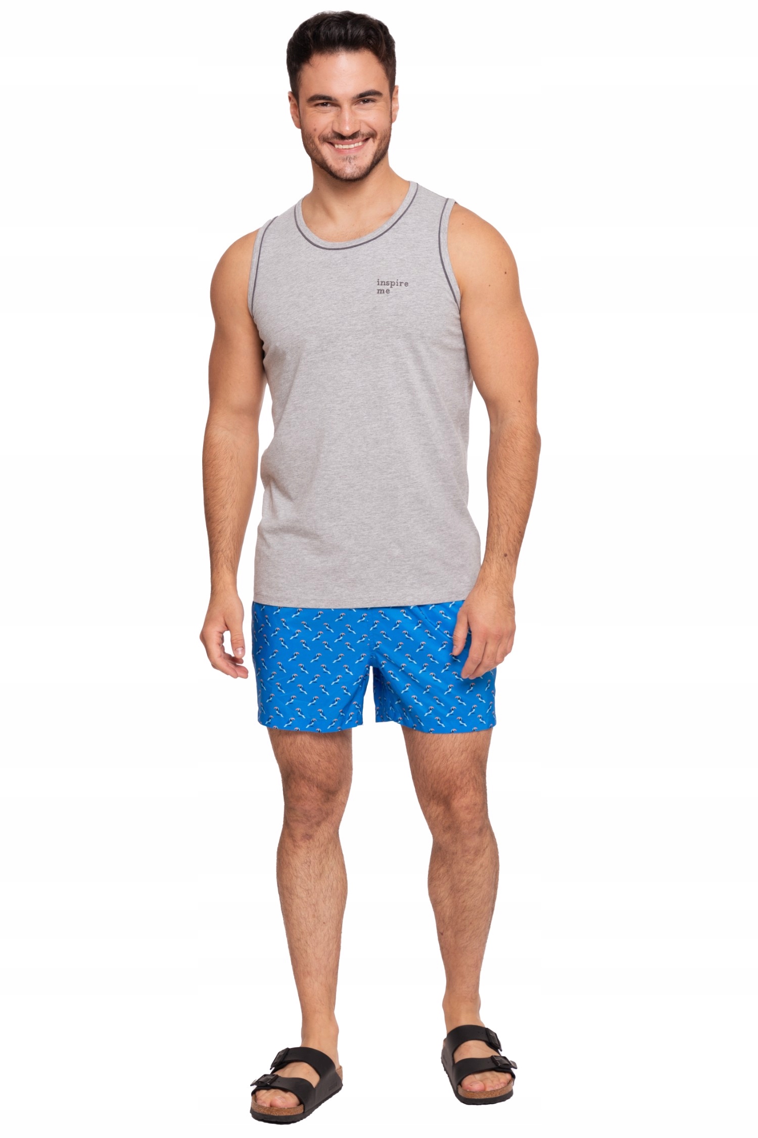 KOSZULKA MĘSKA BEZRĘKAWNIK TANK TOP BAWEŁNA NA LATO MORAJ SZARY R.L Rozmiar L