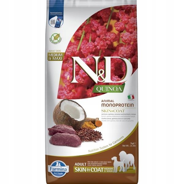 Levně N&d Quinoa Dog Skin&Coat Venison Adult M/L 7kg