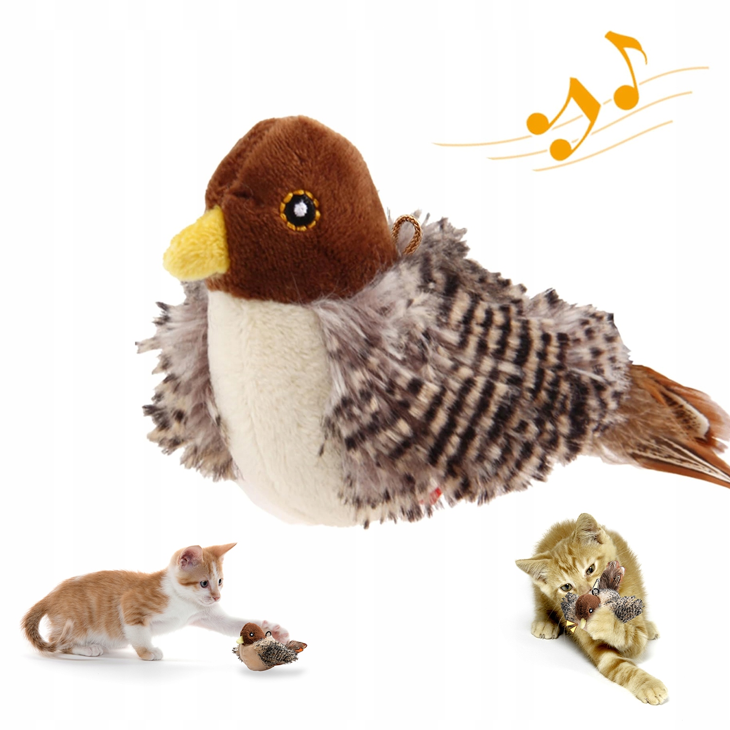 Levně Interaktivní Hračka Pro Kočky Pták s pohybovým senzorem Zvuk zvířat Plyš