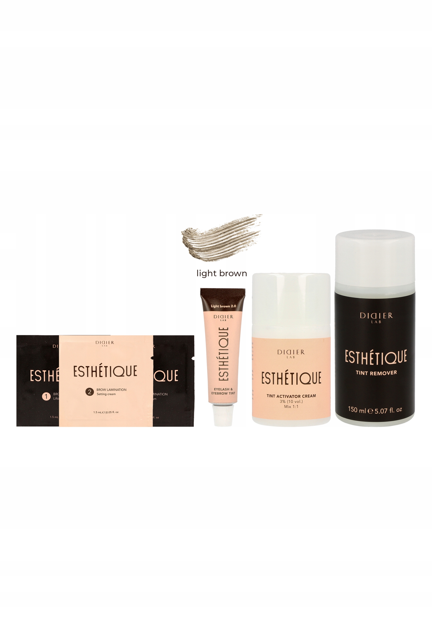 Didier Lab Sada pro laminaci a barvení obočí Esthétique, světle hnědá