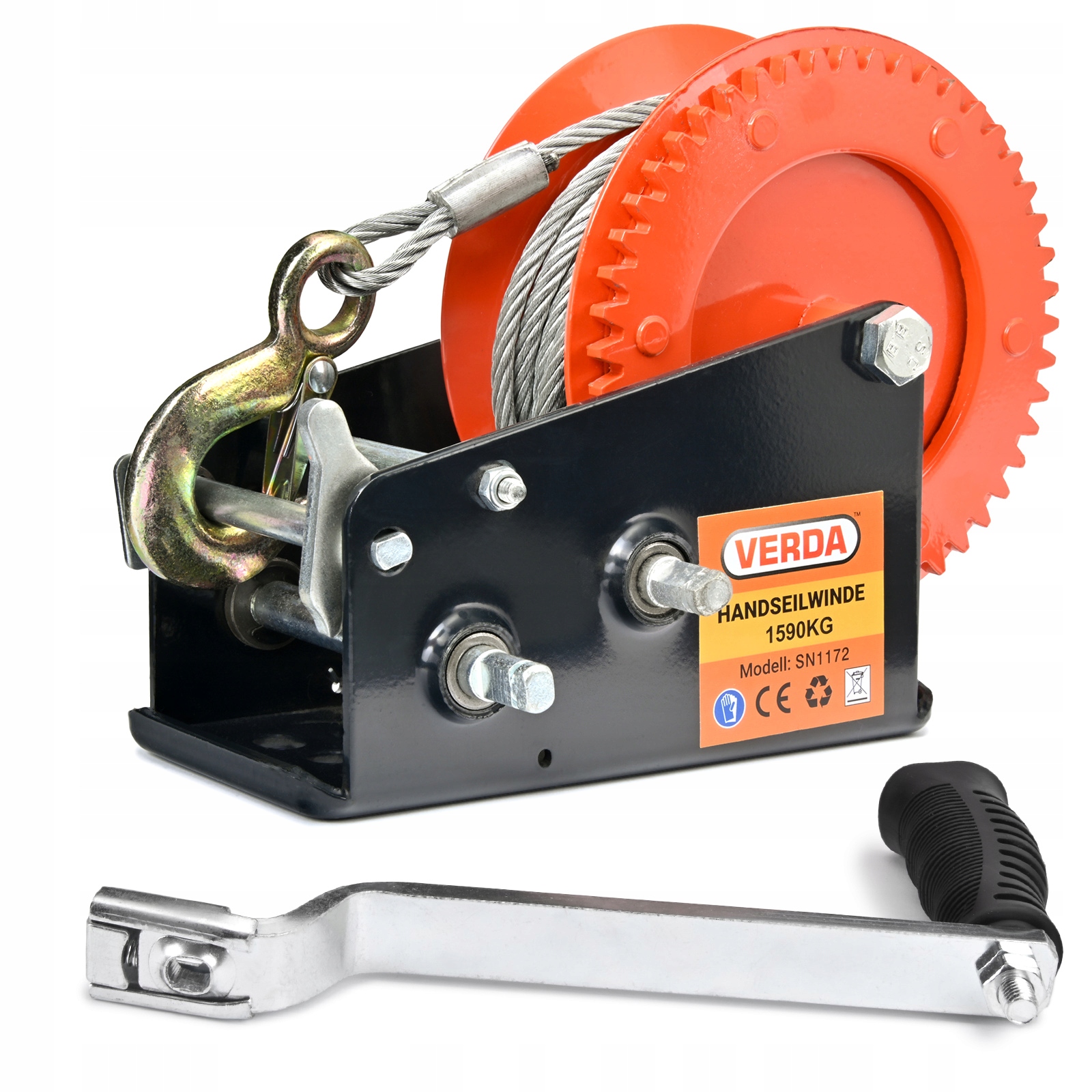 WYCIĄGARKA LINOWA KORBOWA WCIĄGARKA RĘCZNA NA KORBĘ 1590 kg WYPINANA RĄCZKA Kod producenta SN1172 WYPINANA RĄCZKA 1590KG