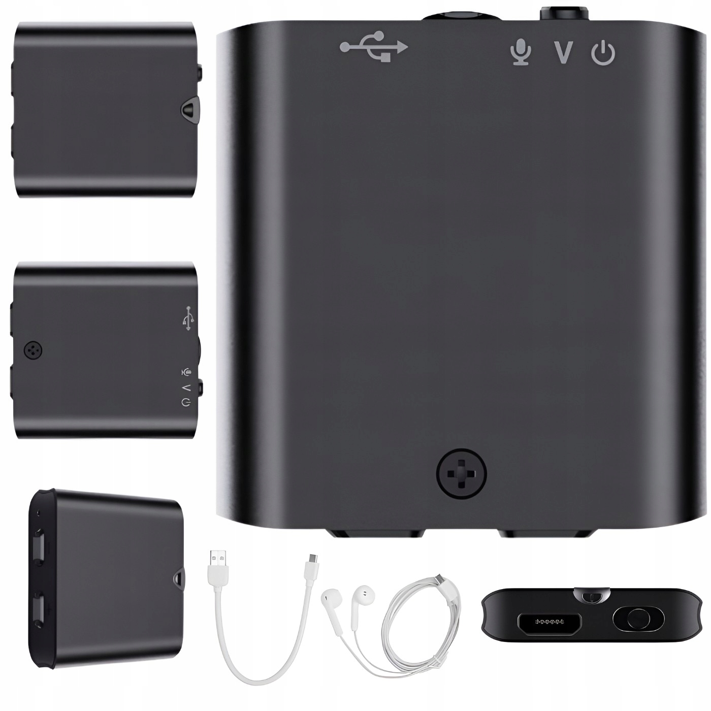 Najmenší odposluch 8GB 100h, citlivý mikrofón do tašky, skrytý diktafón 3 cm