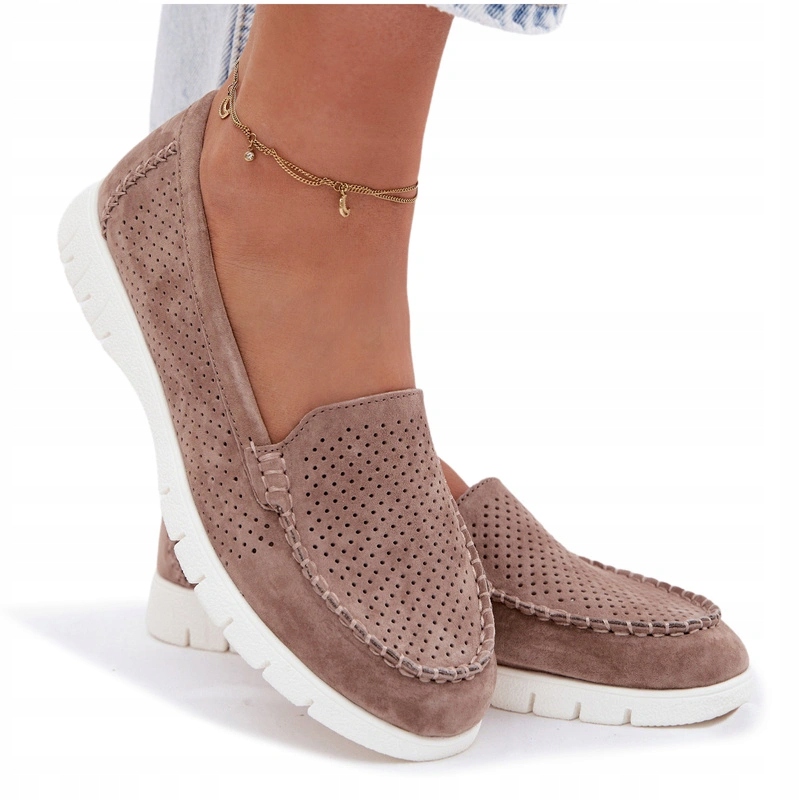 Dámské Mokasíny Z Semišové Kůže Lehké Pohodlné Vinceza 95360 Béžové 40