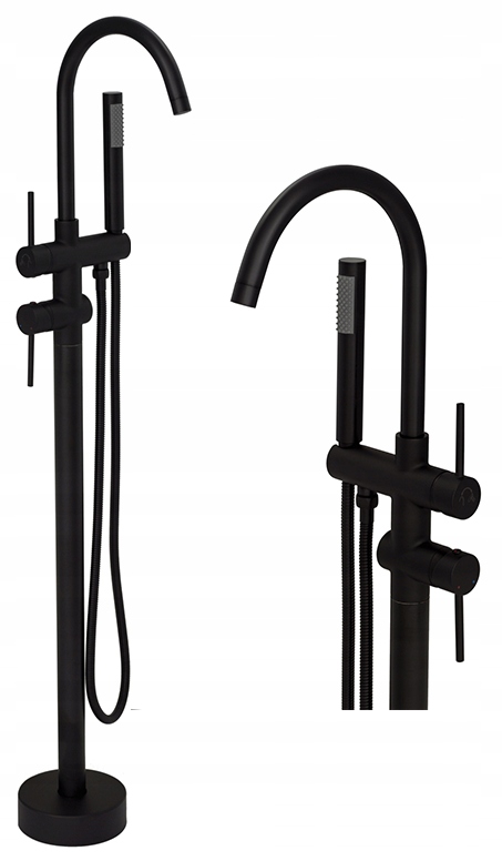 Čierna Kivo Voľne Stojaca Podlahová Batéria Do Sprchy, Vysoký Výtok Do Vane