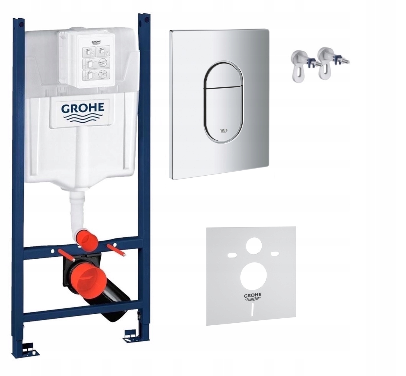 Kompletný podomietkový Wc set 5v1 – rošt Grohe strieborné tlačidlo