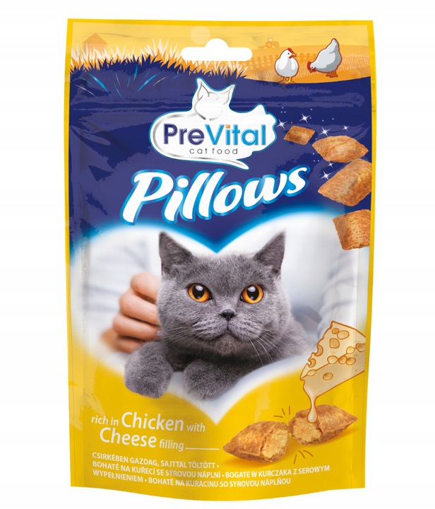 Levně 10 x PreVital Snack Pillows kuřecí maso se sýrem 60 g