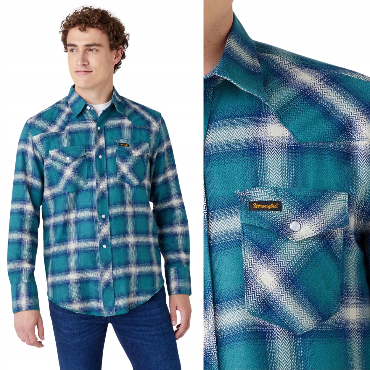 Wrangler Heritage Shirt Jasper Green bavlněná kostkovaná košile Regular M