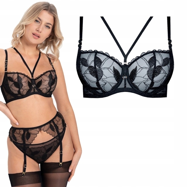 75F Samanta Kendall czerń A142 biustonosz soft