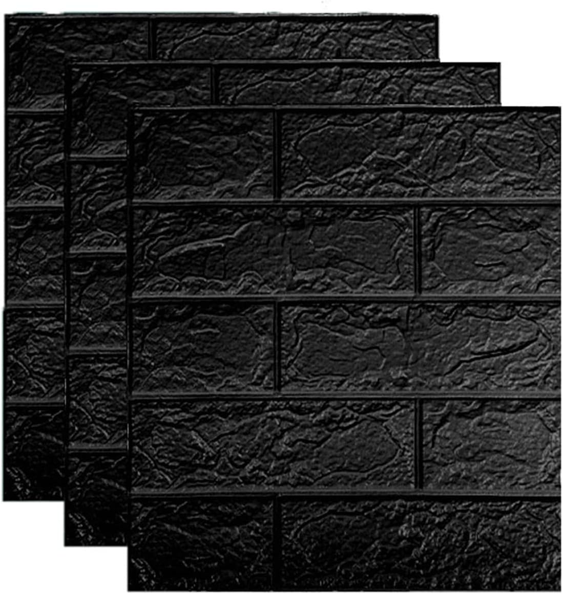 10 X Panely Umělá Tapeta Cihla Atrapa Dlaždice Černé 38X35 CM, 3D Dekorace