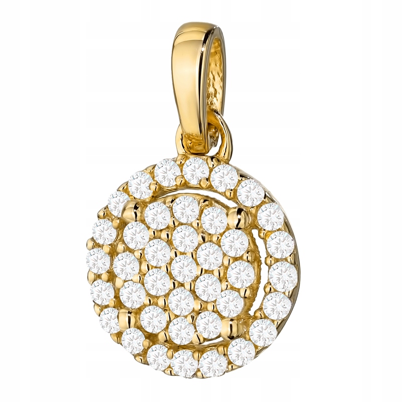 Zlatý Přívěsek Přívěsek 585 Kolo Kolečko s bílými zirkony 14k