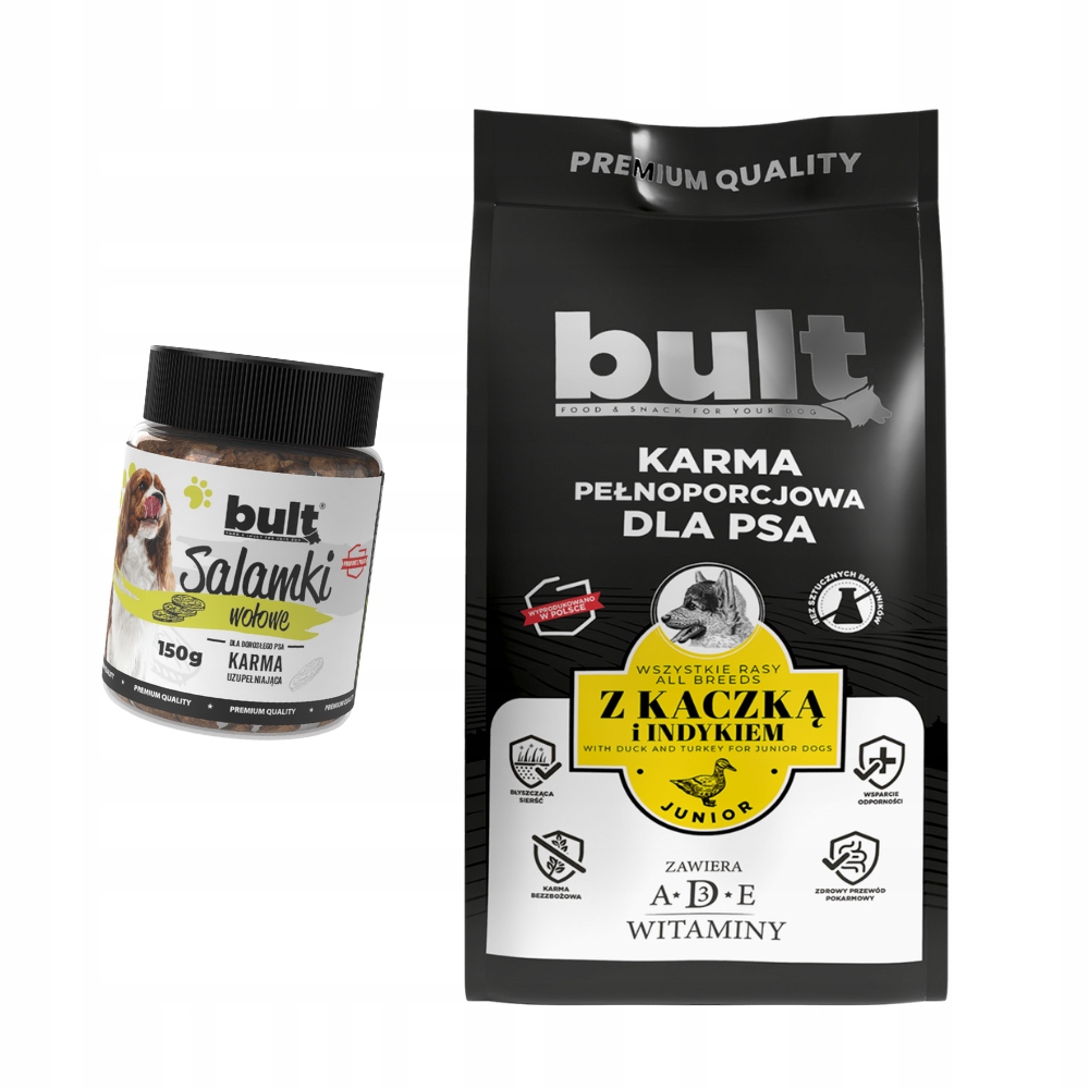 Levně Krmivo Suché S Kachnou A Krůtím Masem Bult Pro Štěňata 12 kg Salamky Bonus